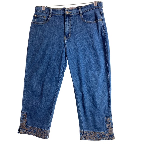COS JEANS Women's Blue Denim Embellished Capri Pants Size 12‎ - Picture 2 of 11